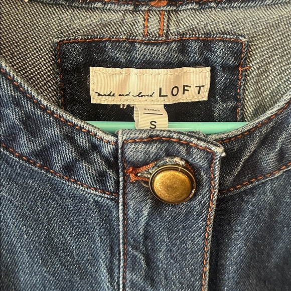 LOFT bow collarless denim jacket - Picture 3 of 4